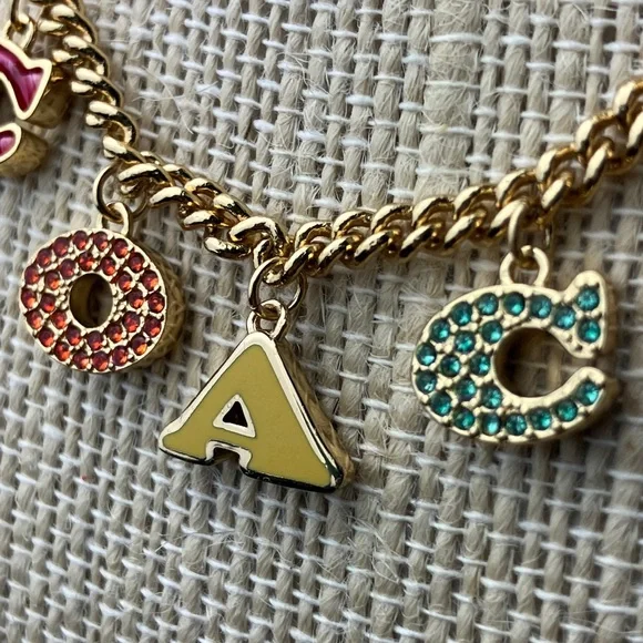 COACH Multicolor Letter Charm Necklace NWT - Picture 4 of 13